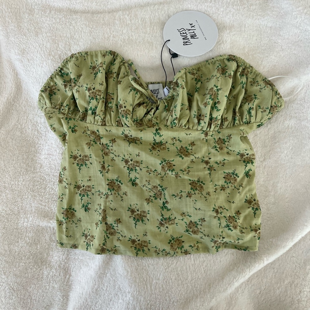 Princess Polly Green Crop Blouse